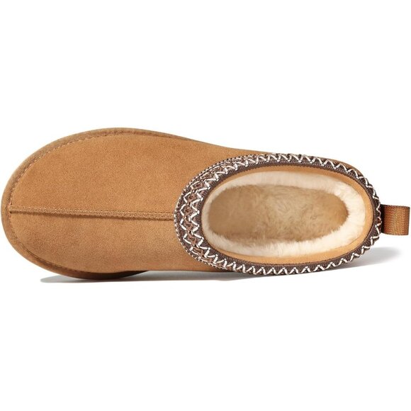 Women's Chestnut Suede Fuzzy Slippers for Winter Warm House Shoes Cozy Boots - Picture 5 of 8